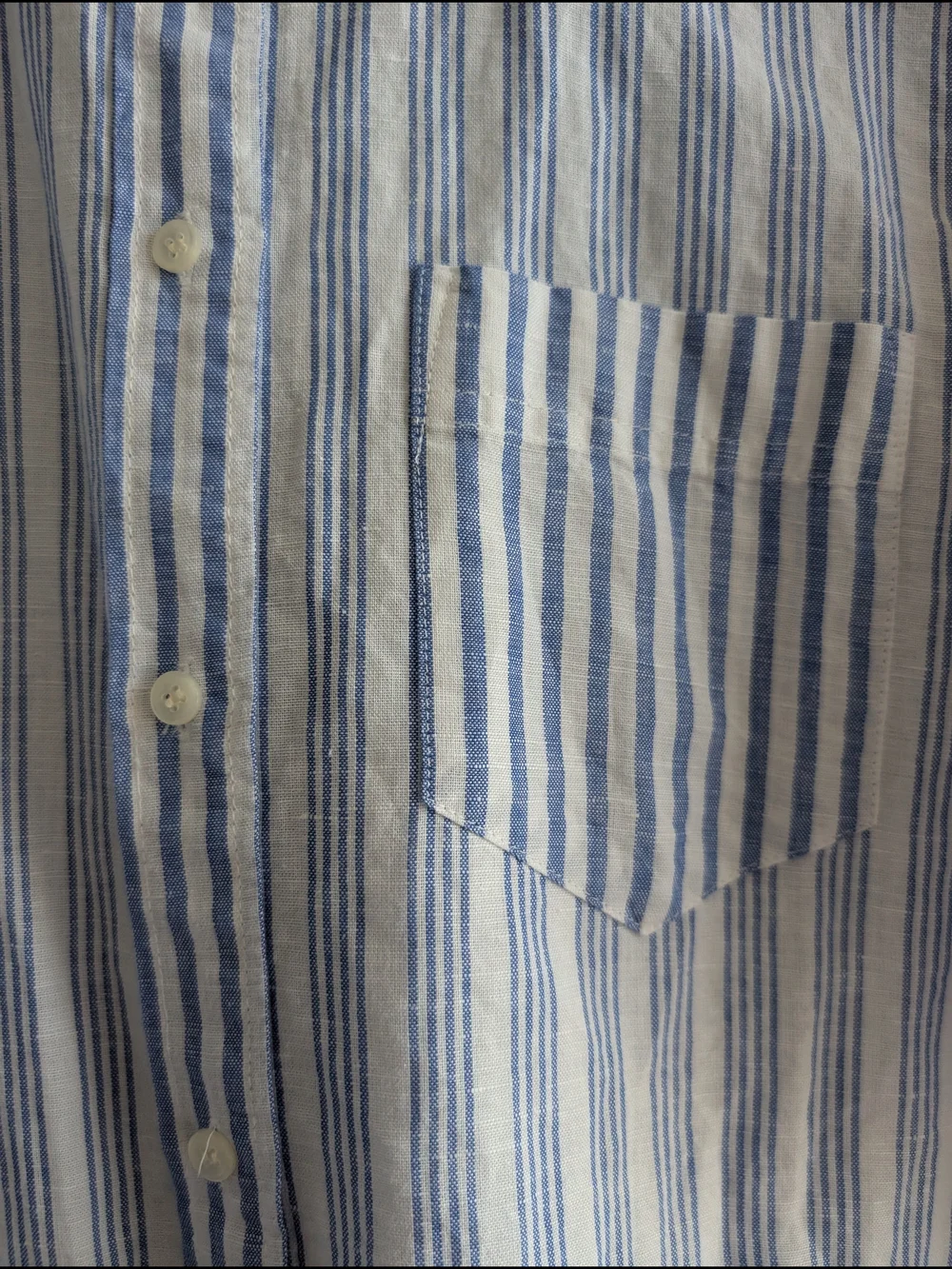 J. Crew Linen Blend Light Blue and White Striped Button-Down Shirt - 10
